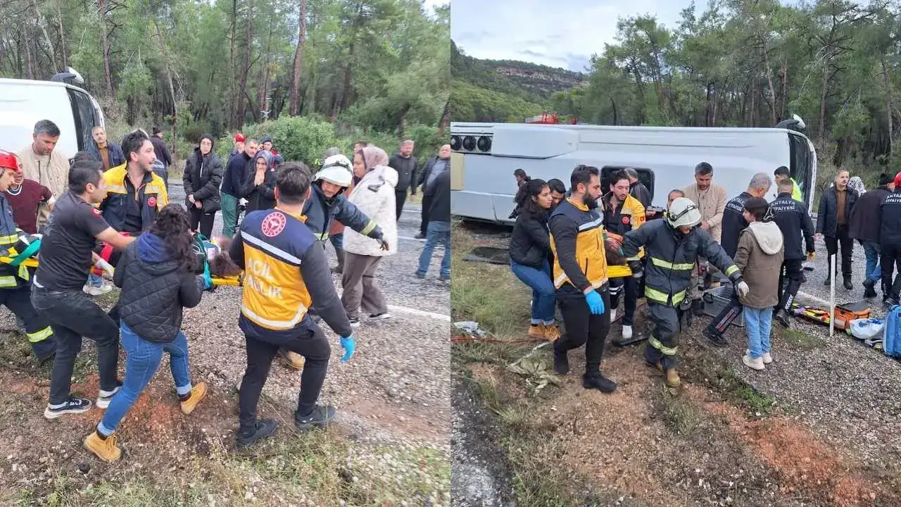 Kumluca’dan Antalya’ya Giden Midibüs Devrildi! 1’i Ağır 6 Yaralı 5